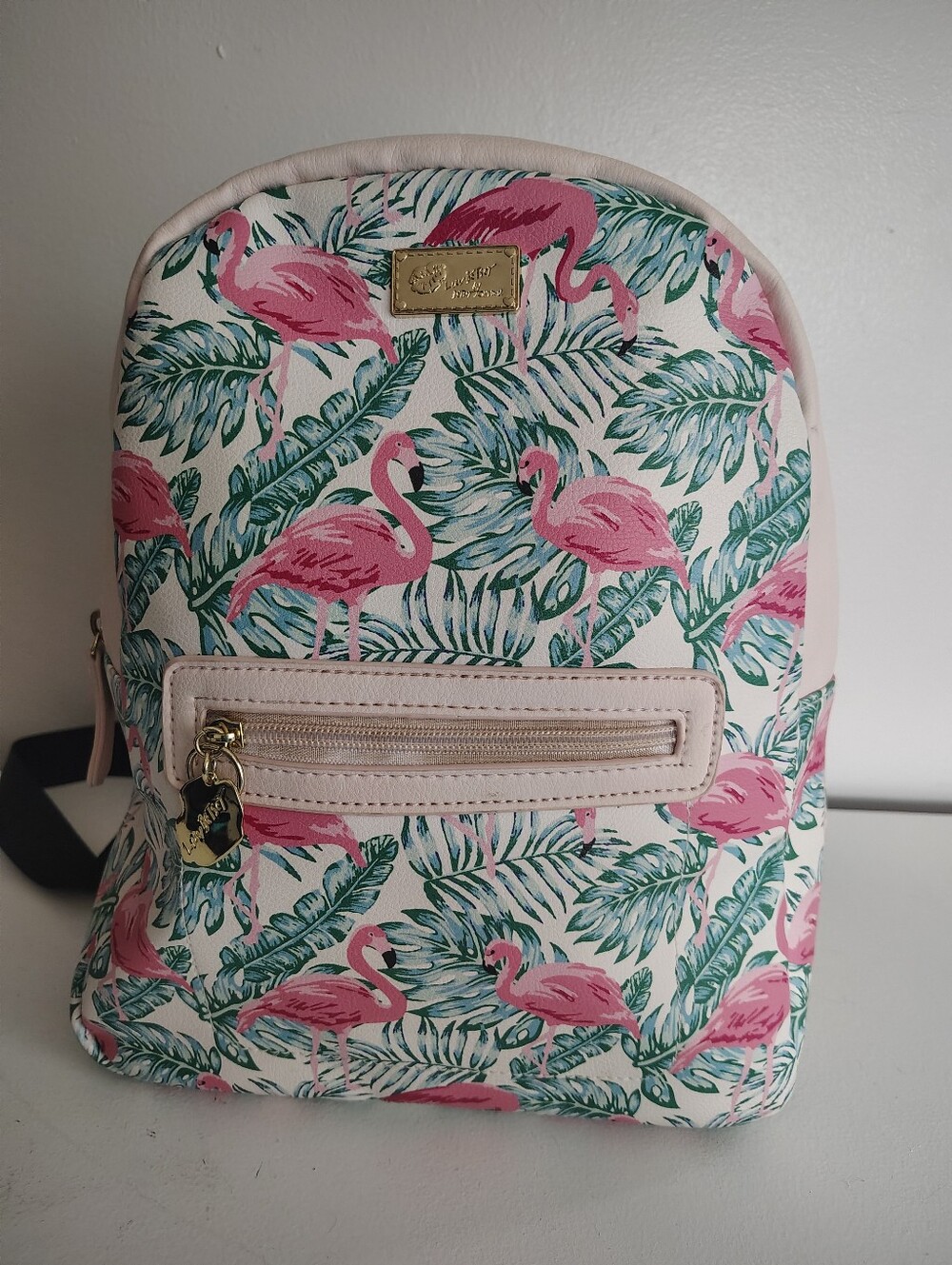 Luv Betsey Betsey Johnson Flamingo Tropical Backpack Pink Faux Leather